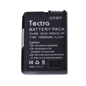 Tectra 1500mAh 1PC EN-EL14 DA-EL14a Batteri til Nikon P7000 P7100 P7700 P7800 D3400 D3200 D3300 D5100 D5200 D5300 D5500 D5600