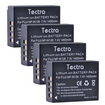 Tectra 4stk NP-W126 Li-ion Batteri +Dual USB Oplader med AC-Adapter til Fujifilm FinePix HS30EXR HS33EXR HS50EXR X-A1 X-E1 X-E2