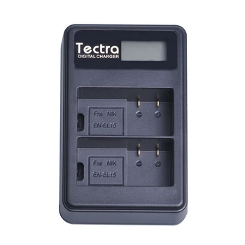 Tectra EN-EL15 LCD-Dual USB Oplader til Nikon D7100 D750 D7000 D7200 D810 D610 D800 D600 D800e D810a 1 v1 og MH-25