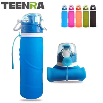 TEENRA 750ML Sammenklappelig Silikone vandflaske Silikone Folde, Elkedel Udendørs Sport vandflaske, Camping Rejser Kører Flaske