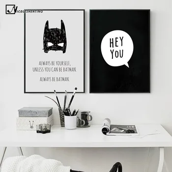 Tegnefilm Batman Citat Motiverende Plakat Print Væg Kunst, Lærred Maleri Liv Citat Billede af Stue Dekoration, Indretning
