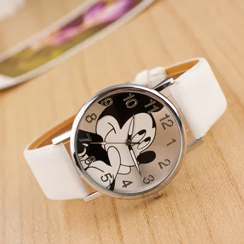 Tegnefilm relogio Mode dejlige Mickey se kvinder unisex Læder quartz armbåndsur Til Børn ure Dreng Pige Favorit gave