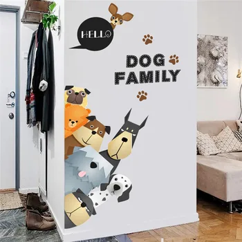 Tegneserie hund dør køleskab, wall stickers til børneværelset pet dekoration hjem decals mural arts film plakat
