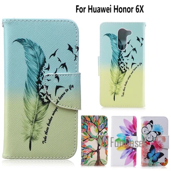 Telefonens Cover til coque Huawei Honor 6X Dække Sagen for coque Ære 6X Tilfælde 5.5 tommer + Stå Kortholderen Huewei Ugle Huwawei
