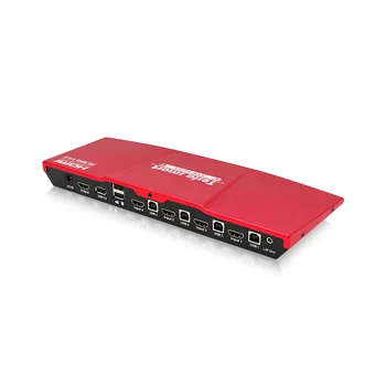Tesla smart Rød HDMI-2.0 4K@60Hz 4-Port USB KVM HDMI Switch for Mange Computer-PC Support IR USB 2.0, Trådløs Mus, Tastatur