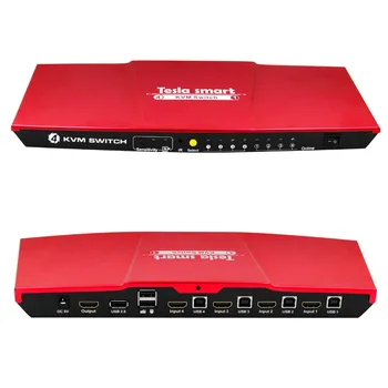 Tesla smart USB HDMI-KVM Switch-4-Port USB KVM HDMI Switch Understøtter 3840*2160/4K*2K IR Ekstra USB 2.0-Mange Computer Mus og Tastatur