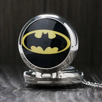 The Dark Knight, Batman Halskæde Kæde med Spejl Cool Quartz lommeur Gave Mode Sød Ur
