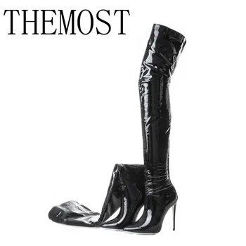 THEMOST 2017 Europæisk dame sexet mode med høj Hentian høj 12CM lange lår støvler sko støvler