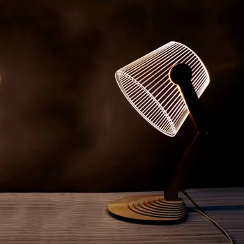 Thrisdar Kreative 3D-Illusion LED Nat Lys Træ-Base Atmosfære LED-Fjernsyn bordlampe Seng at Sove Lys Ferie Gave