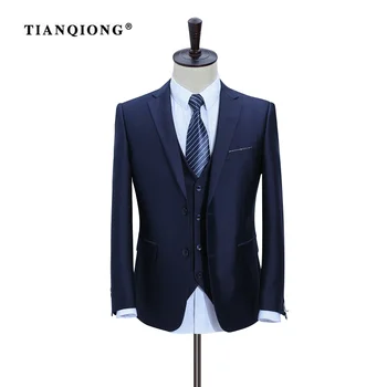 TIAN QIONG Nye Mænd Passer Slim Custom Fit Tuxedo Mærke Mode Bridegroon Business Kjole Bryllup Suit Blazer(Jakker+Bukser+Vest)