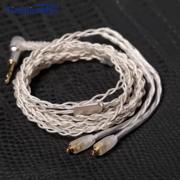Tiandirenhe Opgradere MMCX-Kabel for Shure SE215 SE425 SE535 SE846 Øretelefon Sølv Plating Hovedtelefon Wire med Varme Formindske Slangesættet