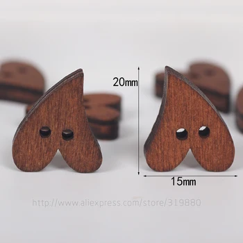 TIANXINYUE 15*20mm Brun Træ-Knappen for at Sy Hjerte Form Knapper Håndværk Scrapbooking for Beklædningsgenstand Tilbehør