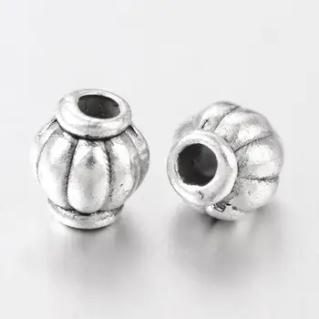 Tibetansk Sølv Spacer Perler, Bly Fri og Cadmium Fri, Barrel, Antik Sølv, ca 4mm i diameter, hul: 1mm