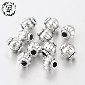 Tibetansk Sølv Spacer Perler, Bly Fri og Cadmium Fri, Barrel, Antik Sølv, ca 4mm i diameter, hul: 1mm