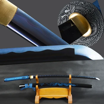 Tid Samurai Sværd Japansk Katana Sværd High Carbon Stål, Skarpe Blå Blade Kamp Klar Drage Kappe Kniv Home Decor
