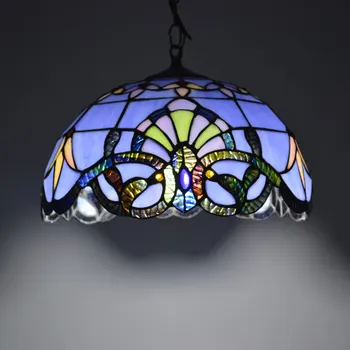Tiffany Vedhæng Lys Barok Stil, Hængende Lampe 12 Tommer Farvet Glas Nedhængt Armatur E27 110-240V