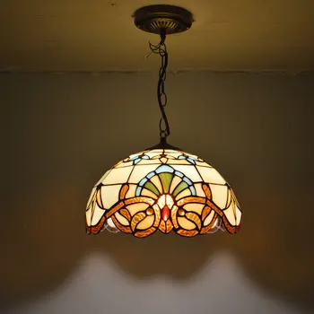 Tiffany Vedhæng Lys Barok Stil, Hængende Lampe 12 Tommer Farvet Glas Nedhængt Armatur E27 110-240V