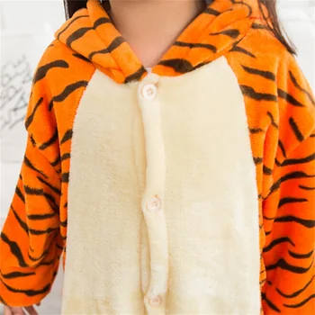 Tiger Pyjamas, der Passer Til Børn Dyr Onesie Vinter Varm Flannel Nattøj Hætteklædte Animationsfilm TIGGER Cosplay Costume Party Søde Fantasi