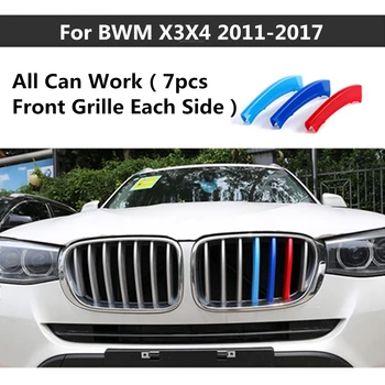 Til BMW 1 2 3 5 Serie X3 X4 X5 X6 E84 F48 F15 E71 F35 E39 3 Farver ABS Bil Front Gitter Trim Strimler Dække Klistermærker Bil Styling