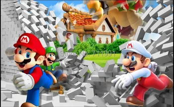 Tilpassede børn tapet,3D-Mario tegnefilm vægmalerier til børneværelse stue, soveværelse, TV baggrund vandtæt papel de parede