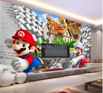 Tilpassede børn tapet,3D-Mario tegnefilm vægmalerier til børneværelse stue, soveværelse, TV baggrund vandtæt papel de parede