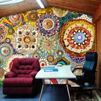 Tilpassede stort vægmaleri mosaik fliser mursten mønster American retro abstrakt 3D tapet til stuen TV baggrund 3d-væg papir
