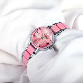 TIME100 Kvinders Quartz Ure Pink Simuleret Keramiske Armbånd Ur vandtæt Ladies Casual Ur XFCS relogios femininos