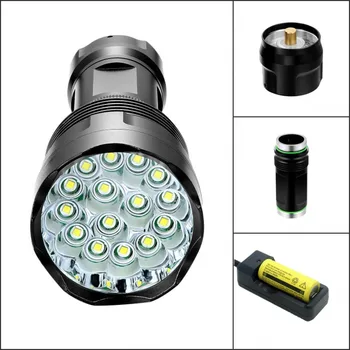 Tinhofire T15 15T6 15x CREE XML T6 25000 Lumen 3-Mode-LED Lommelygte Torch Lampe Lys 18650/26650 Batteri