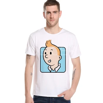Tintin-Eventyr Klassisk Animation, Tegnefilm T-shirt Top Mænd T-shirt Nye Design Brand Sommeren Herre t-shirt Mand Toppen Tees M24-3#