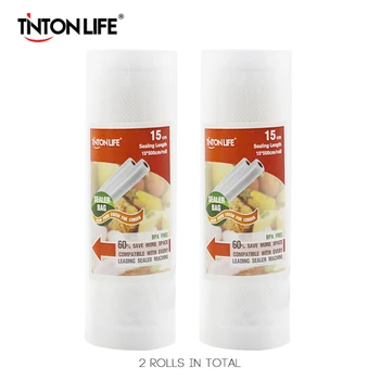 TINTON LIV 15cm*500cm 2 Ruller/set Vakuum Sealer Opbevaring Poser Kvalitet til Sous Vide og Foodsaver