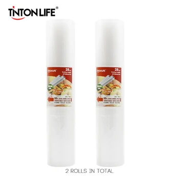 TINTON LIV 28cm*500cm 2 Ruller/set Vakuum Sealer Opbevaring Poser Kvalitet til Sous Vide og Foodsaver