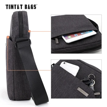 TINYAT Mænds skuldertaske Multifunktionelle Mand Casual Messenger Taske til Ipad Telefon Lærred Sling Bag Business Casual Taske 512