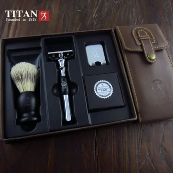 Titan razor double edge barberskraber sæt med børste sæbe gratis fragt razor sæt