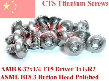 Titanium skruer 8-32x1/4 Button Head Torx T15 Driver 50 stk GR2