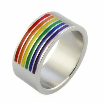 Titanium stål Ringbow gay pride ring homoseksuelle smykker les LGBT brudeparret ringe til mænd, kvinder anel anillos aneis bague