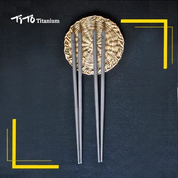 TiTo Udendørs camping service titanium legering, 6mm / 7mm, hul spisepinde for vandreture, rejser bordservice Titanium spisepinde