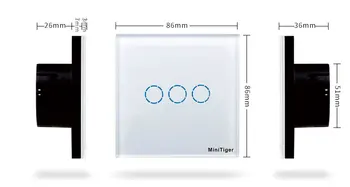 TLINK Tryk kontakt 2 Gang 1 Sort/Hvid/Guld Crystal Glas Switch Panel Enkelt FireWire-sensing kontakt på væggen