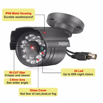 Tmezon HD-AHD 4CH 1080P DVR Kit 4stk 2,0 MP 1080P Bullet Kamera Overvågning CCTV-System, Udendørs fjernvisning Via Telefon