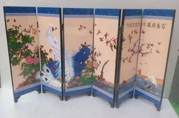 TNUKK Delikat Kinesisk lak-maleri af handen *Fugle hylde *indrettede fold skærmen.