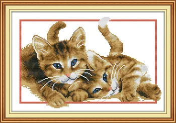 To dejlige baby katte Lærred DMC Tælles på Tværs af Sy-Kits, trykt korssting sæt Broderi Håndarbejde