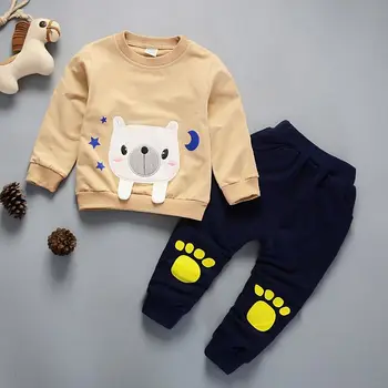Toddler tøj, der passer til 2018 forår og efterår tegnefilm Sport bære Baby pullover + bukser Børn træningsdragt Børn, drenge tøj sæt