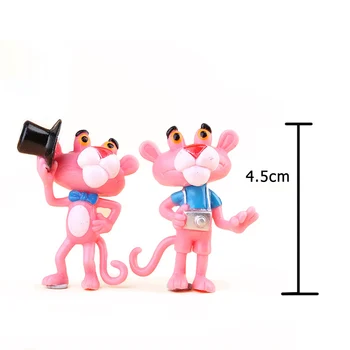 TOFOCO 6stk/sæt Mini Pink Panther Action Figur Legetøj Søde Tegneserie 4,5 Cm PVC Dyr Model Samling Legetøj Til Børn Gave