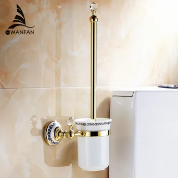 Toilet Børste Indehavere Vægmonteret Badeværelse Tilbehør, Messing & Crystal Badeværelse Dekoration Badeværelse Tilbehør Produkter 6304