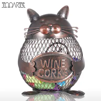 Tooarts Kat Killing Vin Kork Container Dyr Ornament Strygejern Box Art Praktiske Håndværk Fordel Gave Boligindretning
