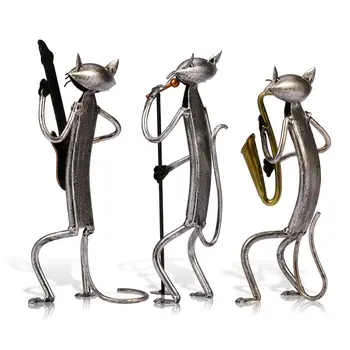 TOOARTS Orkester Band Figurines, Musikeren 3 Mini Kat Håndværk Dyr Moderne Skulptur Hjem Tilbehør til Udsmykning Kreativ Gave