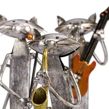 TOOARTS Orkester Band Figurines, Musikeren 3 Mini Kat Håndværk Dyr Moderne Skulptur Hjem Tilbehør til Udsmykning Kreativ Gave