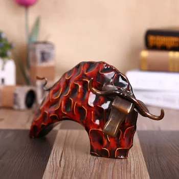 Tooarts Red Bull Figur Metal Figur Feng Shui Kunst Home Decor Strygejern Håndværk Gave Til Hjemmekontoret