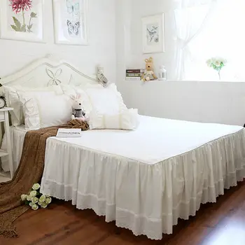 Top elegante beige sengetøj sæt flæsekanter lag dynebetræk sengetøj håndlavet rynke blonder sengetæppe elgant lagen til prinsesse