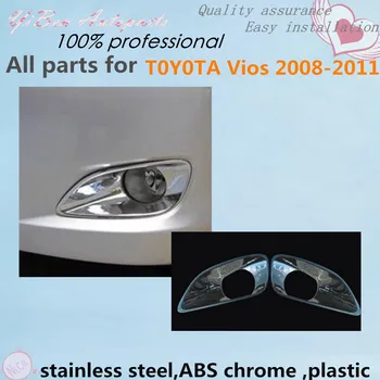 Top Kvalitet bil, krop foran tåge lys lampe ramme stick ABS Krom cover trim dele 2stk for Toyota Vios 2008 2009 2010 2011