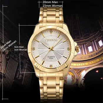 Top Kvalitet Clock Mode Mænd Luksus CHENXI Brand Guld Rustfrit Stål Quartz Armbåndsur Engros Golden Watch Mand PENGNATATE